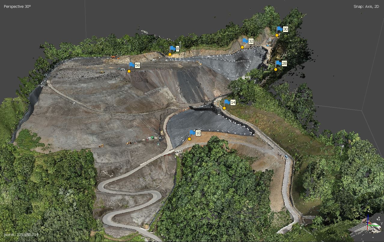 La fotogrammetria con droni permette di identificare la posizione spaziale dei punti d’interesse e la ricreazione di modelli 3D.