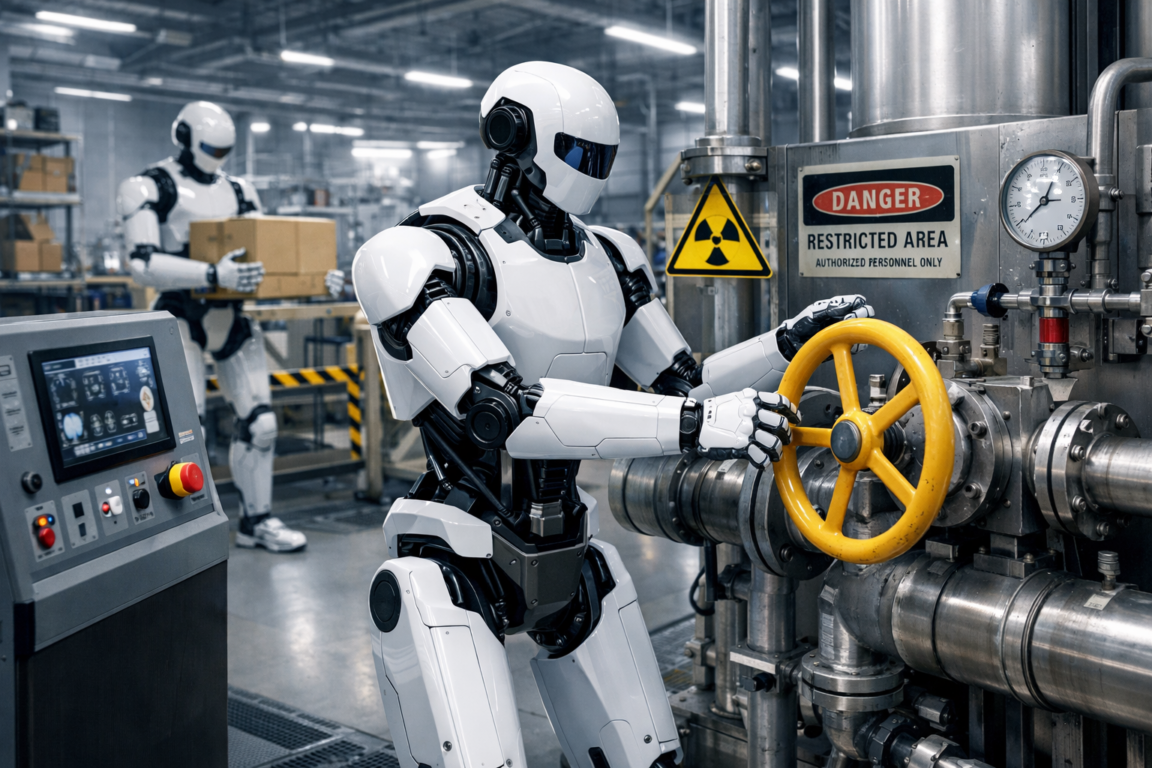 Humanoid robots for high-risk chemical and radiological environments. Dronemaster engineers advanced use cases for logistics, manipulation, and safety.