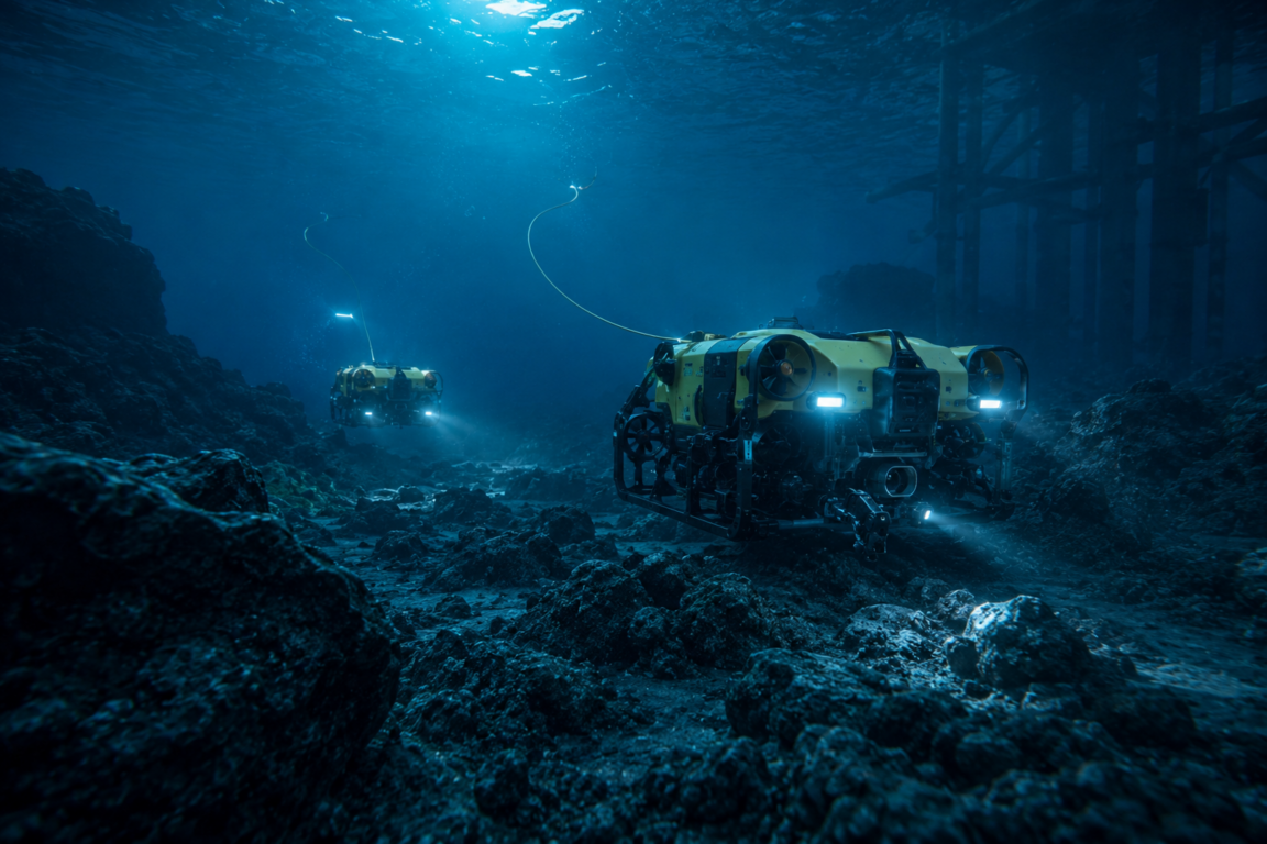 Custom ROVs with imaging sonar, bespoke manipulator arms, and high-sensitivity optics for dam, pipeline, and offshore platform inspections.